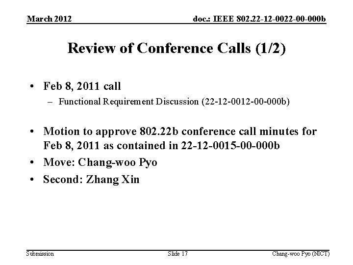 March 2012 doc. : IEEE 802. 22 -12 -0022 -00 -000 b Review of