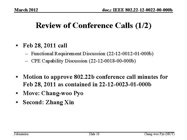 March 2012 doc. : IEEE 802. 22 -12 -0022 -00 -000 b Review of