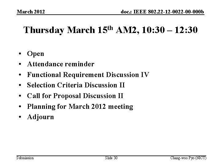 March 2012 doc. : IEEE 802. 22 -12 -0022 -00 -000 b Thursday March