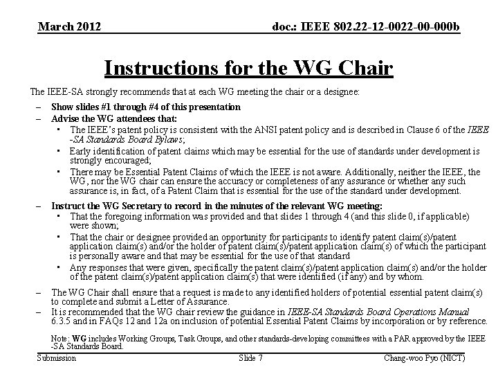 March 2012 doc. : IEEE 802. 22 -12 -0022 -00 -000 b Instructions for