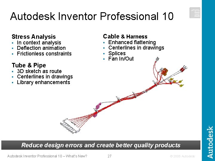 Autodesk Inventor Professional 10 Stress Analysis Cable & Harness § § § § In