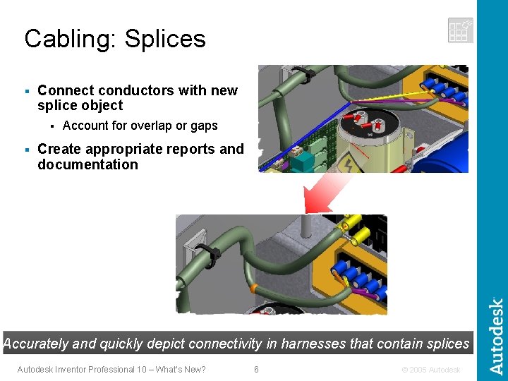 Cabling: Splices § Connect conductors with new splice object § § Account for overlap