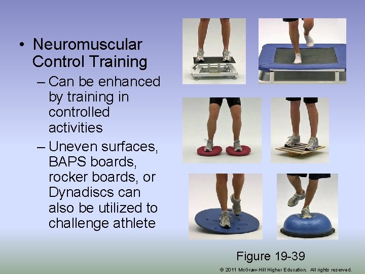  • Neuromuscular Control Training – Can be enhanced by training in controlled activities