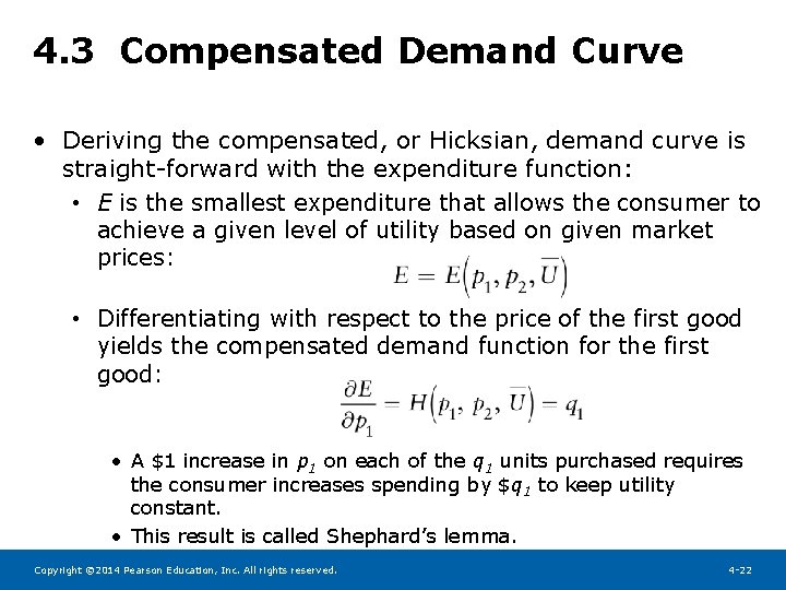4. 3 Compensated Demand Curve • Deriving the compensated, or Hicksian, demand curve is