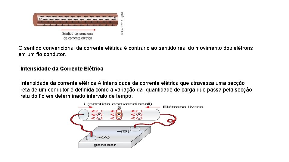 O sentido convencional da corrente elétrica é contrário ao sentido real do movimento dos