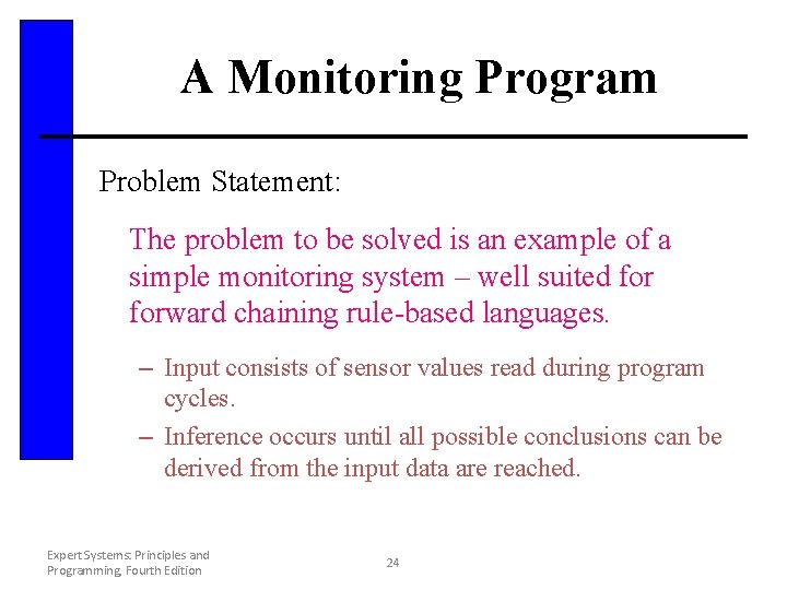 A Monitoring Program Problem Statement: The problem to be solved is an example of