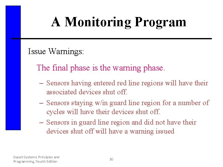 A Monitoring Program Issue Warnings: The final phase is the warning phase. – Sensors