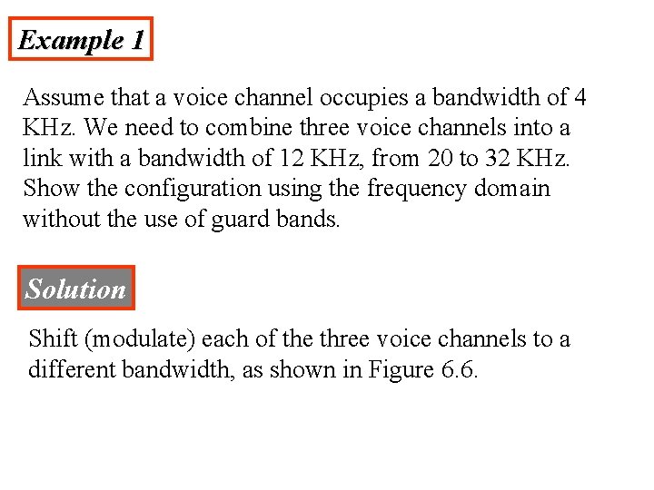 Example 1 Assume that a voice channel occupies a bandwidth of 4 KHz. We