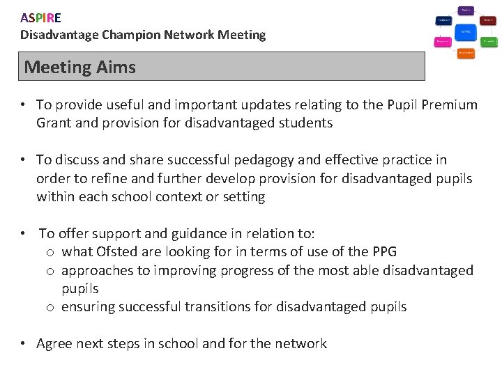 ASPIRE Disadvantage Champion Network Meeting Aims • To provide useful and important updates relating