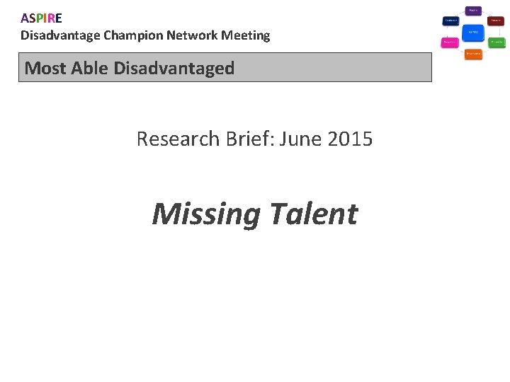 ASPIRE Disadvantage Champion Network Meeting Most Able Disadvantaged Research Brief: June 2015 Missing Talent