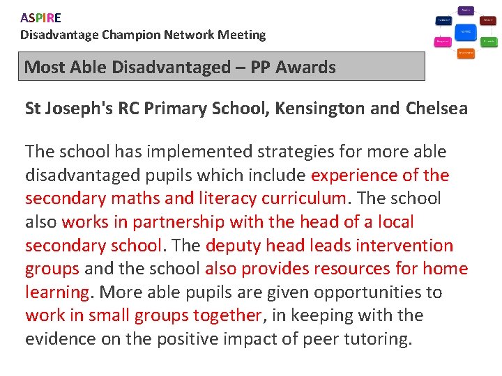 ASPIRE Disadvantage Champion Network Meeting Most Able Disadvantaged – PP Awards St Joseph's RC