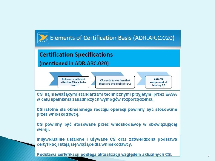 CS są niewiążącymi standardami technicznymi przyjętymi przez EASA w celu spełniania zasadniczych wymogów rozporządzenia.