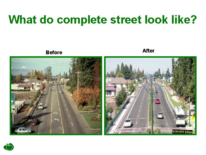 What do complete street look like? Before After 