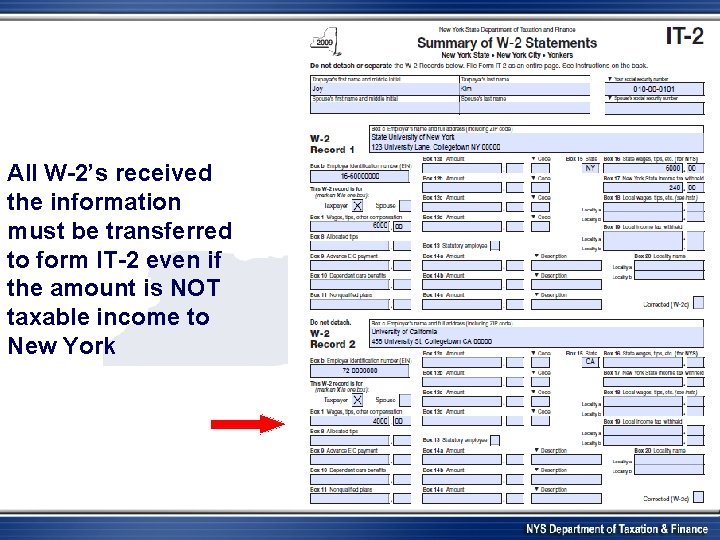 All W-2’s received the information must be transferred to form IT-2 even if the