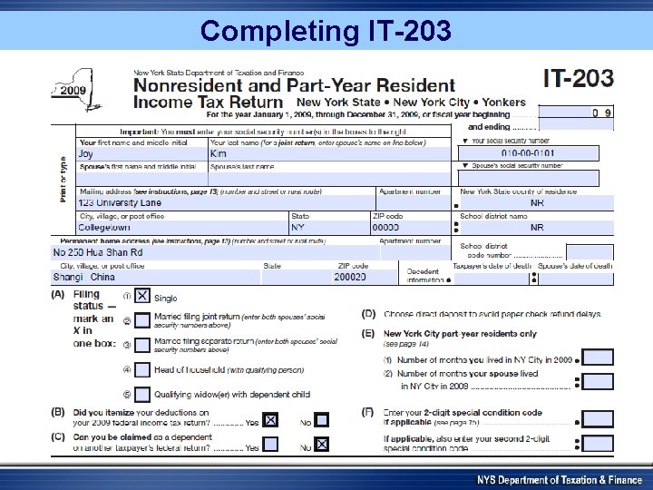 Completing IT-203 