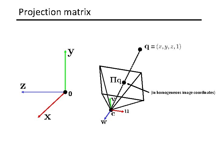 Projection matrix = 0 (in homogeneous image coordinates) 