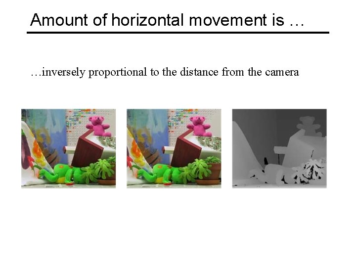 Amount of horizontal movement is … …inversely proportional to the distance from the camera