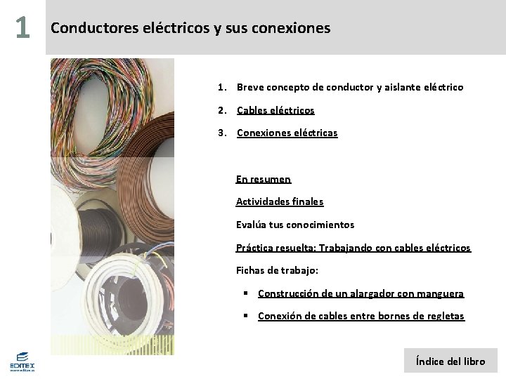 1 Conductores eléctricos y sus conexiones 1. Breve concepto de conductor y aislante eléctrico