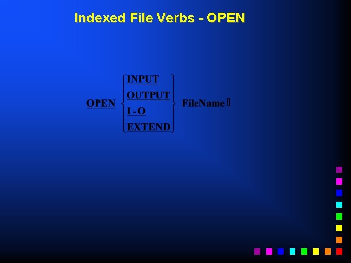 Indexed File Verbs - OPEN 