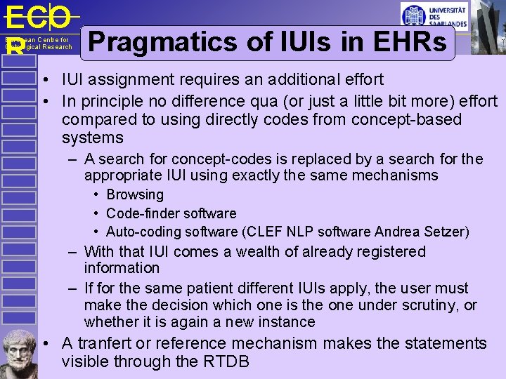 ECO Pragmatics of IUIs in EHRs R European Centre for Ontological Research • IUI