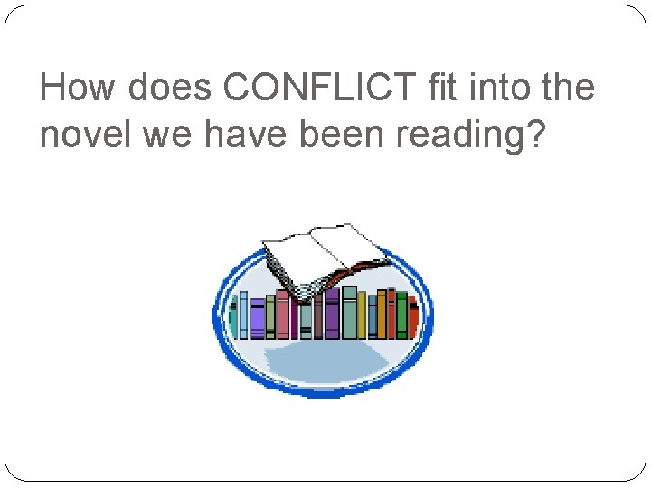 How does CONFLICT fit into the novel we have been reading? 