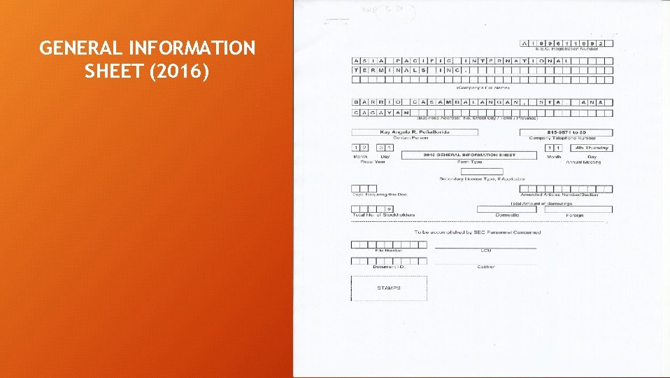 GENERAL INFORMATION SHEET (2016) 