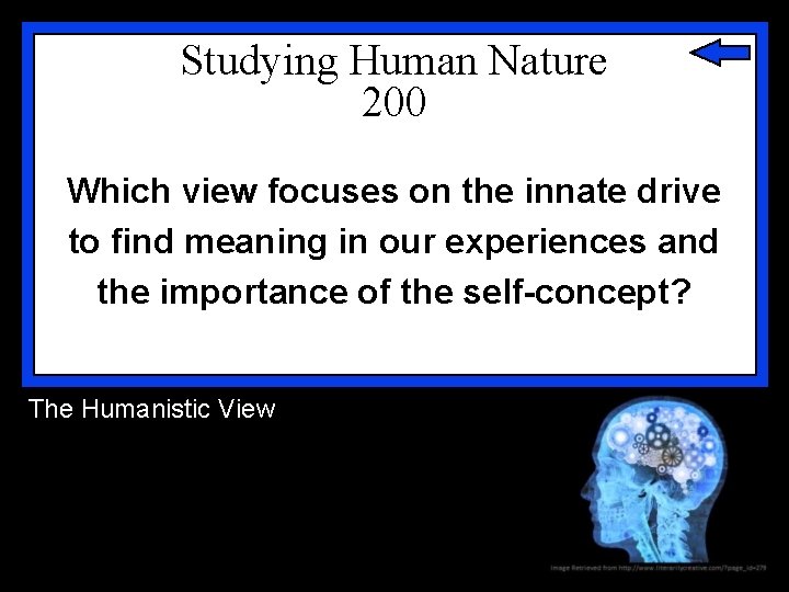 Studying Human Nature 200 Which view focuses on the innate drive to find meaning