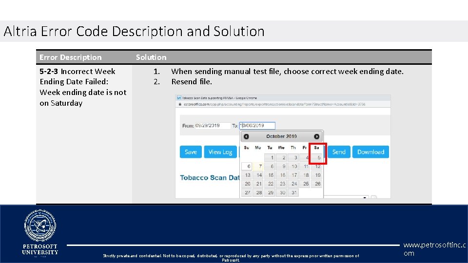 Altria Error Code Description and Solution Error Description Solution 5 -2 -3 Incorrect Week