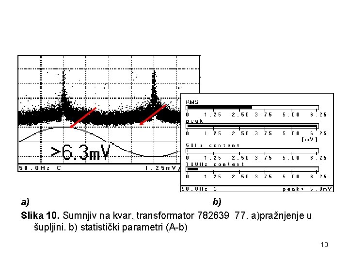 a) b) Slika 10. Sumnjiv na kvar, transformator 782639 77. a)pražnjenje u šupljini. b)