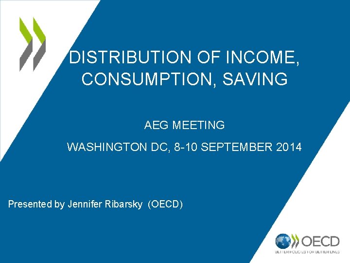 DISTRIBUTION OF INCOME, CONSUMPTION, SAVING AEG MEETING WASHINGTON DC, 8 -10 SEPTEMBER 2014 Presented