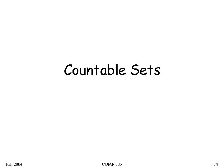 Countable Sets Fall 2004 COMP 335 14 