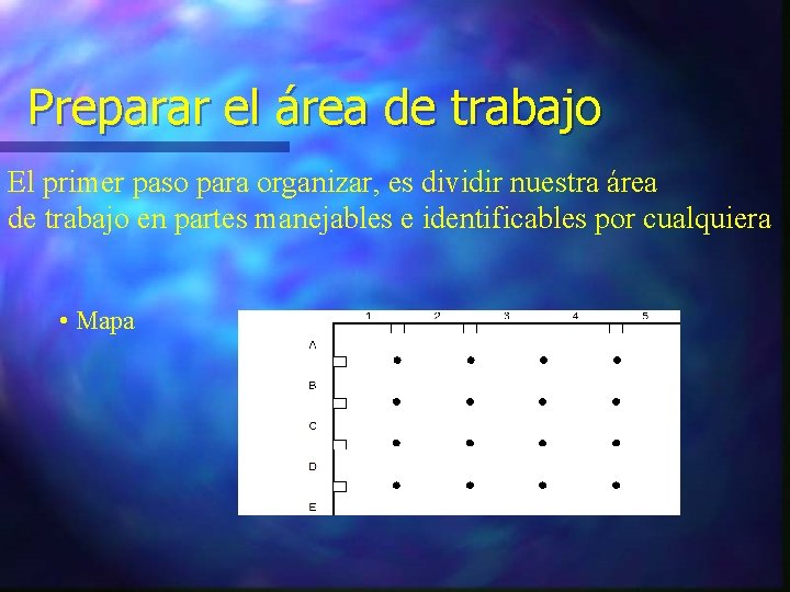 Preparar el área de trabajo El primer paso para organizar, es dividir nuestra área