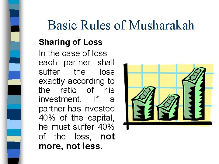 Basic Rules of Musharakah Sharing of Loss In the case of loss each partner