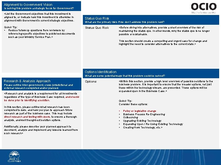 Alignment to Government Vision Is solving this problem a strategic focus for Government? <List