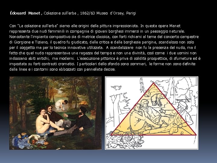 Édouard Manet , Colazione sull'erba , 1862/63 Museo d'Orsay, Parigi Con “La colazione sull'erba”