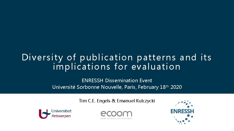 European databases for research output Diversity of publication