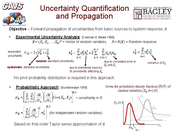 Uncertainty Quantification and Propagation Objective – Forward propagation of uncertainties from basic sources to