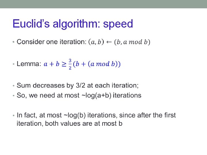 Euclid’s algorithm: speed • 