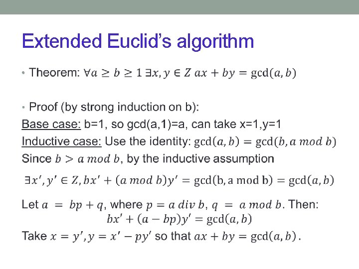 Extended Euclid’s algorithm • 