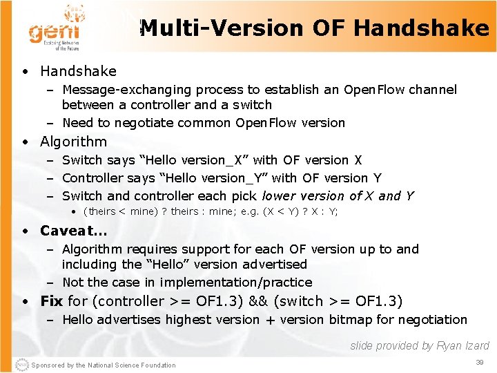 Multi-Version OF Handshake • Handshake – Message-exchanging process to establish an Open. Flow channel