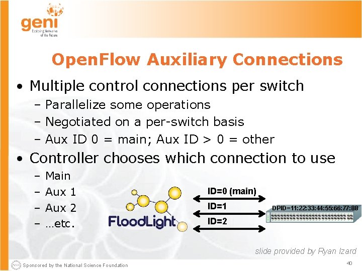 Open. Flow Auxiliary Connections • Multiple control connections per switch – Parallelize some operations