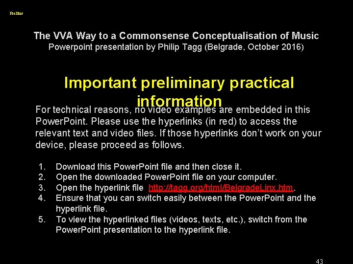 Prelims The VVA Way to a Commonsense Conceptualisation of Music Powerpoint presentation by Philip
