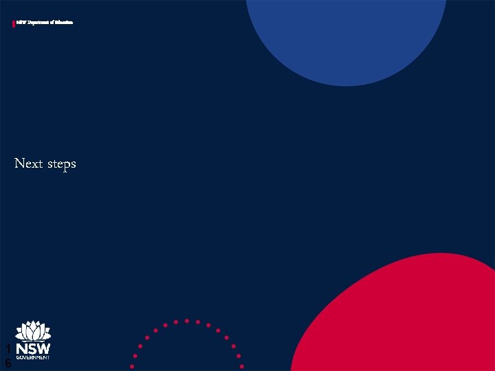 NSW Department of Education Next steps 1 6 NSW Department of Education Next steps 1 6