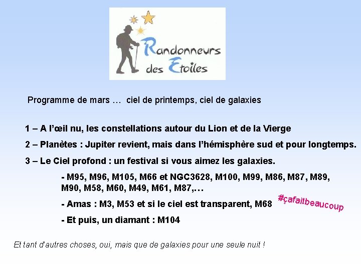 Programme de mars … ciel de printemps, ciel de galaxies 1 – A l’œil