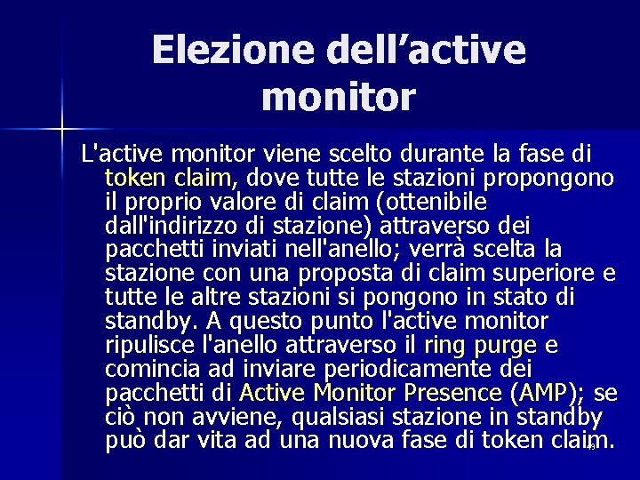 Elezione dell’active monitor L'active monitor viene scelto durante la fase di token claim, dove
