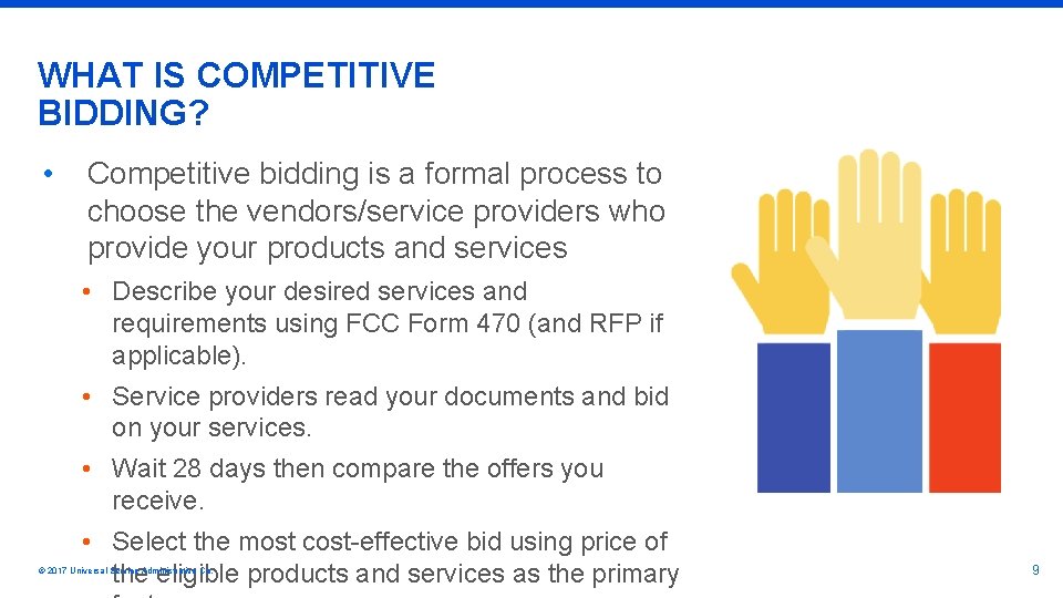 WHAT IS COMPETITIVE BIDDING? • Competitive bidding is a formal process to choose the