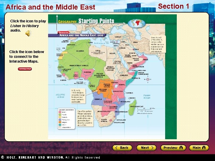 Africa and the Middle East Click the icon to play Listen to History audio.