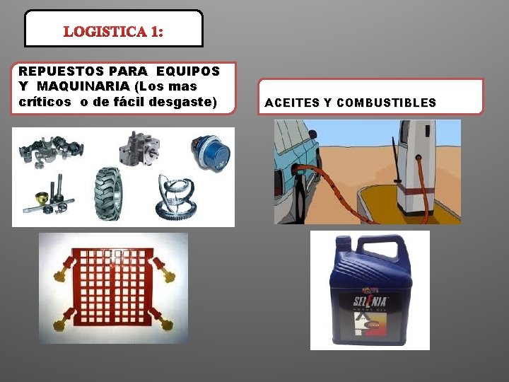 LOGISTICA 1: REPUESTOS PARA EQUIPOS Y MAQUINARIA (Los mas críticos o de fácil desgaste)