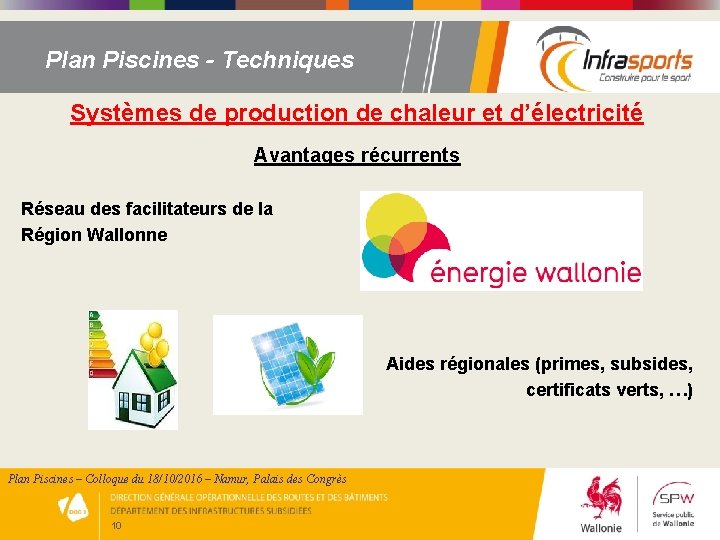 Plan Piscines - Techniques Systèmes de production de chaleur et d’électricité Avantages récurrents Réseau