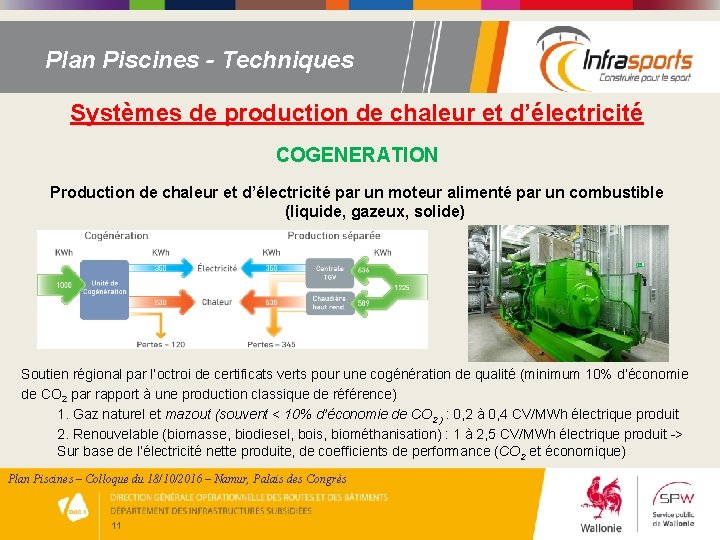 Plan Piscines - Techniques Systèmes de production de chaleur et d’électricité COGENERATION Production de